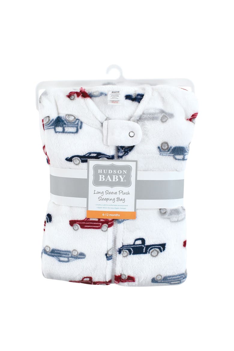 Long-Sleeve Plush Flannel Sleeping Bag, Alternate, color, Cars