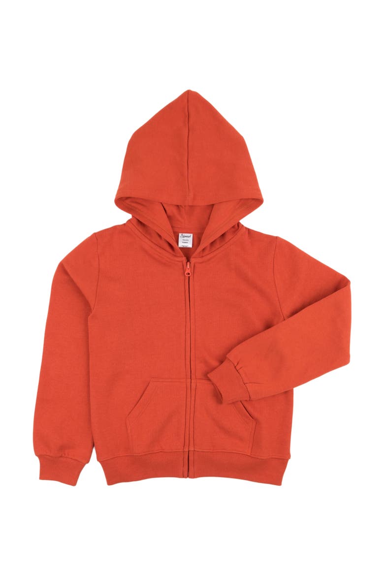 Kids Zip-Up Sweatshirt Hoodie, Cotton Blend, Solid Colors, Alternate, color, ORANGE