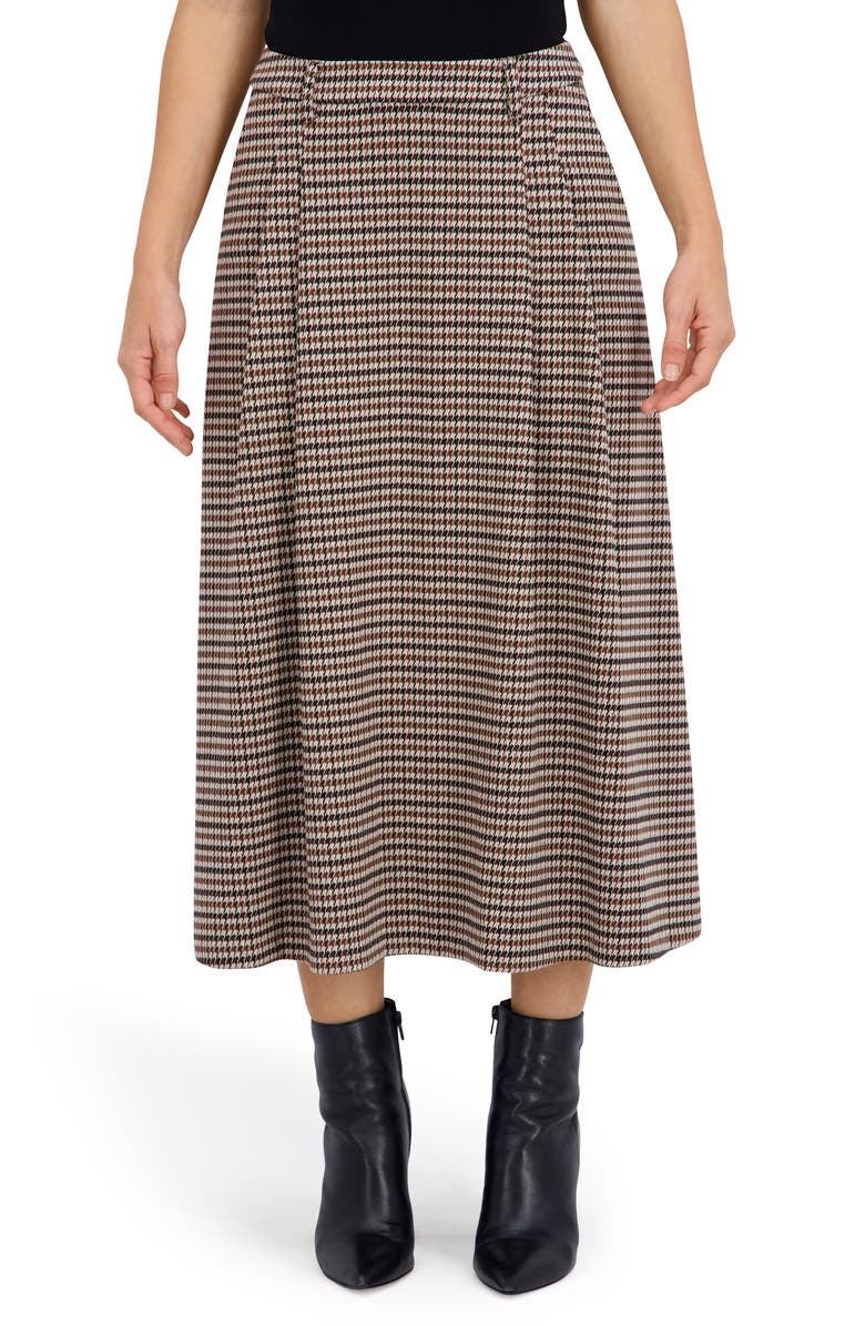 Ookie & Lala Plaid Pleated Midi Skirt, Alternate, color, Black/ Camel