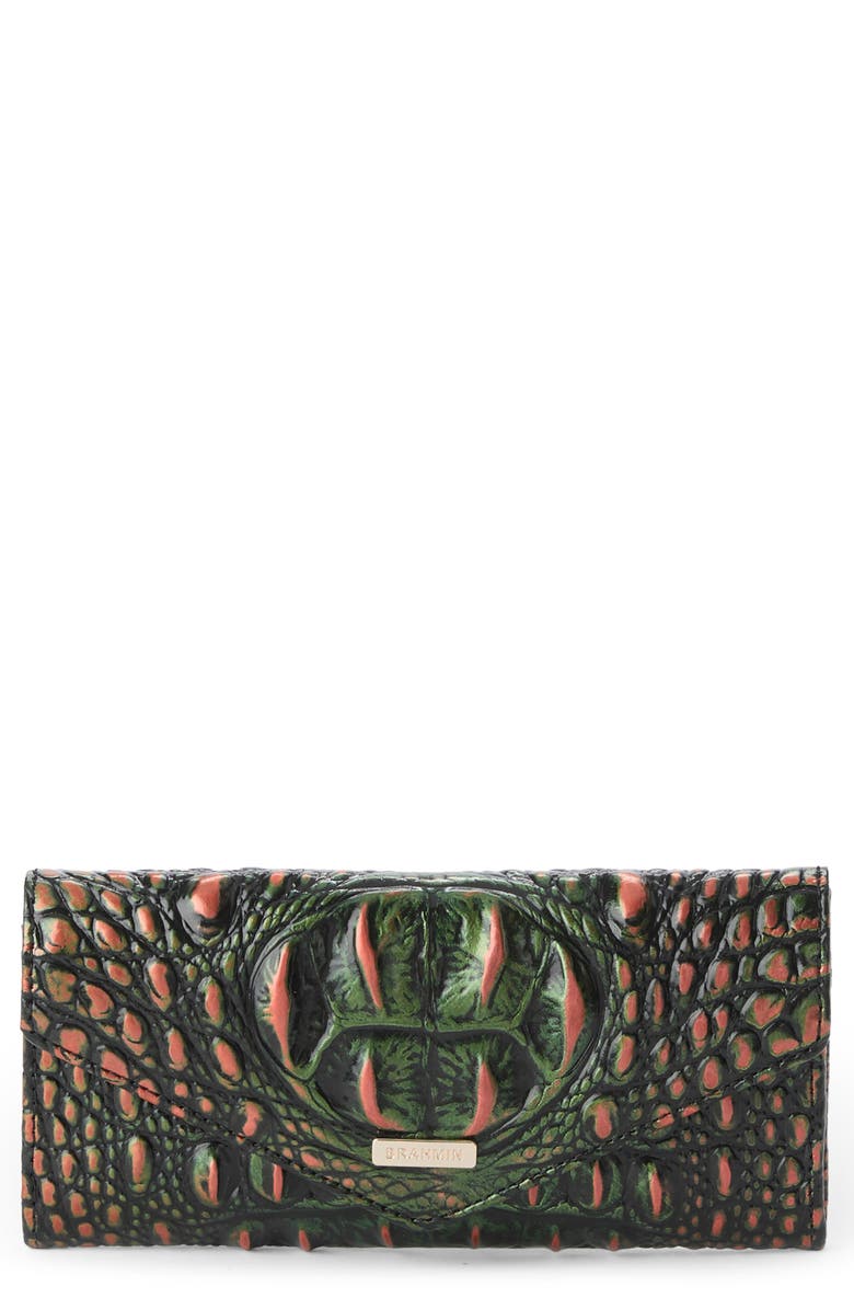 Brahmin Veronica Croc Embossed Leather Wallet, Main, color, Samba Melbourne