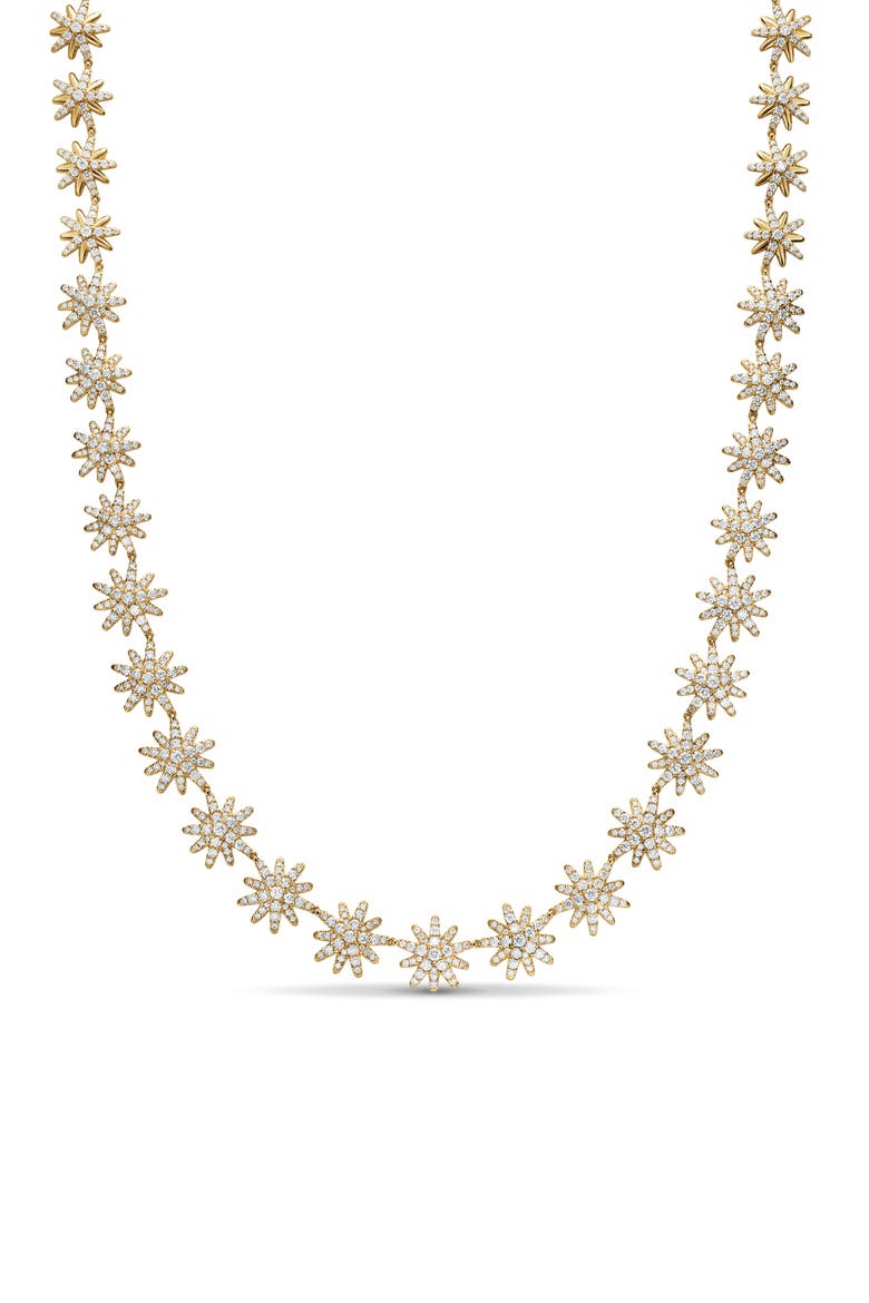 Starburst Tennis Necklace, 18K Yellow Gold with Diamonds, 12.5mm, Main, color, GOLD