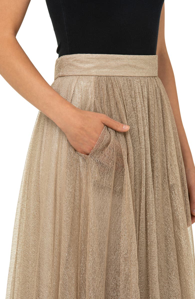 Akris Pleated Tulle & Jersey A-Line Skirt, Alternate, color,