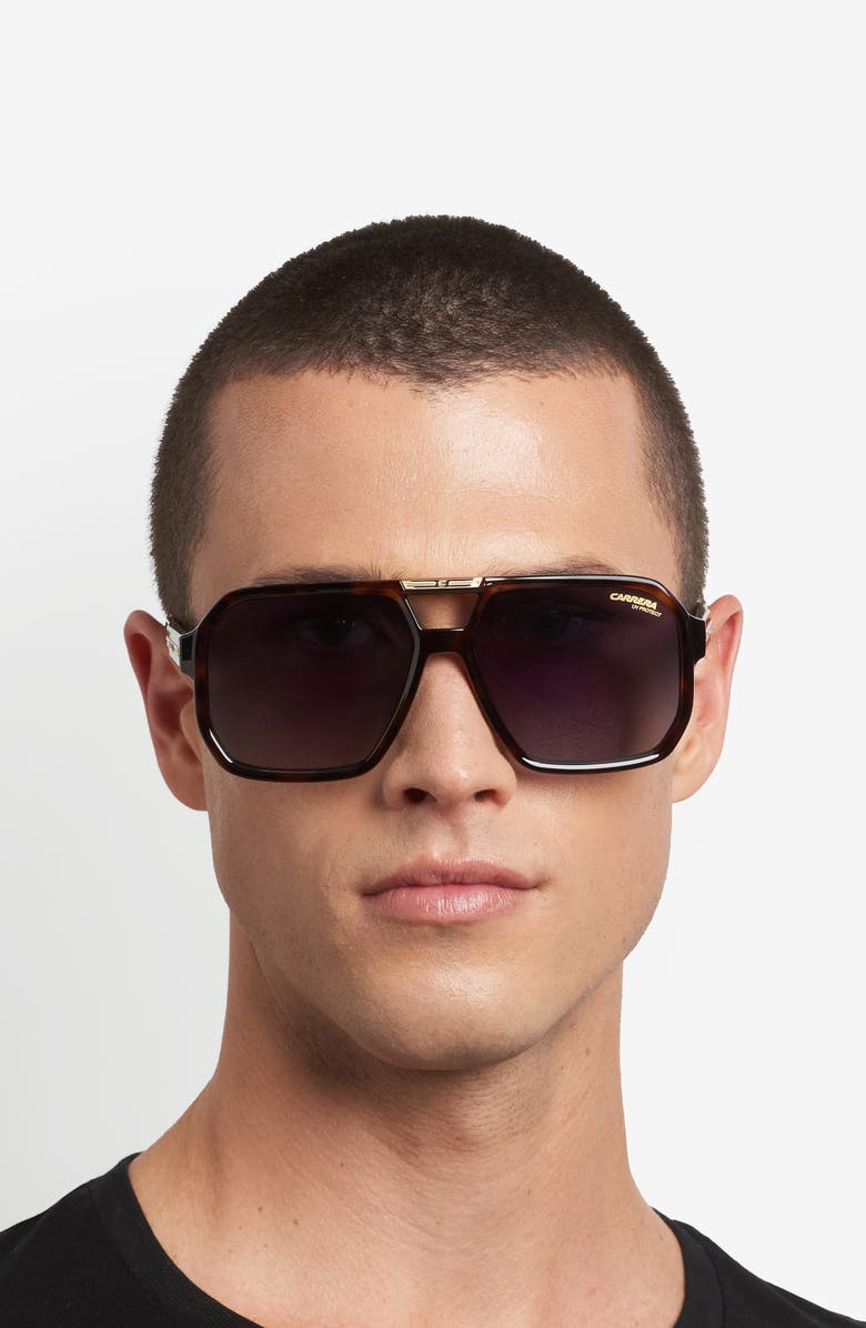 Carrera Eyewear Victory 'C' 60mm Double Bridge Gradient Square Sunglasses, Alternate, color, Havana/ Dark Grey Sf