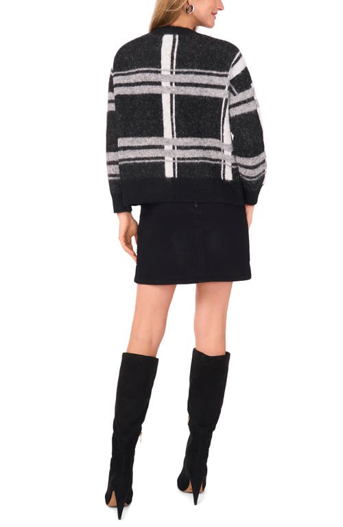 Vince Camuto Plaid Jacquard Sweater In Black