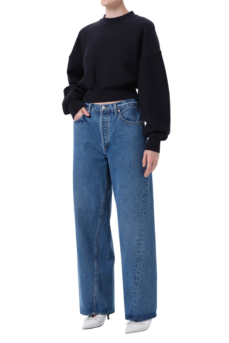Kit Cotton Fleece Crop Sweatshirt, Alternate, color, MIRAGE DEEP DK NAVY