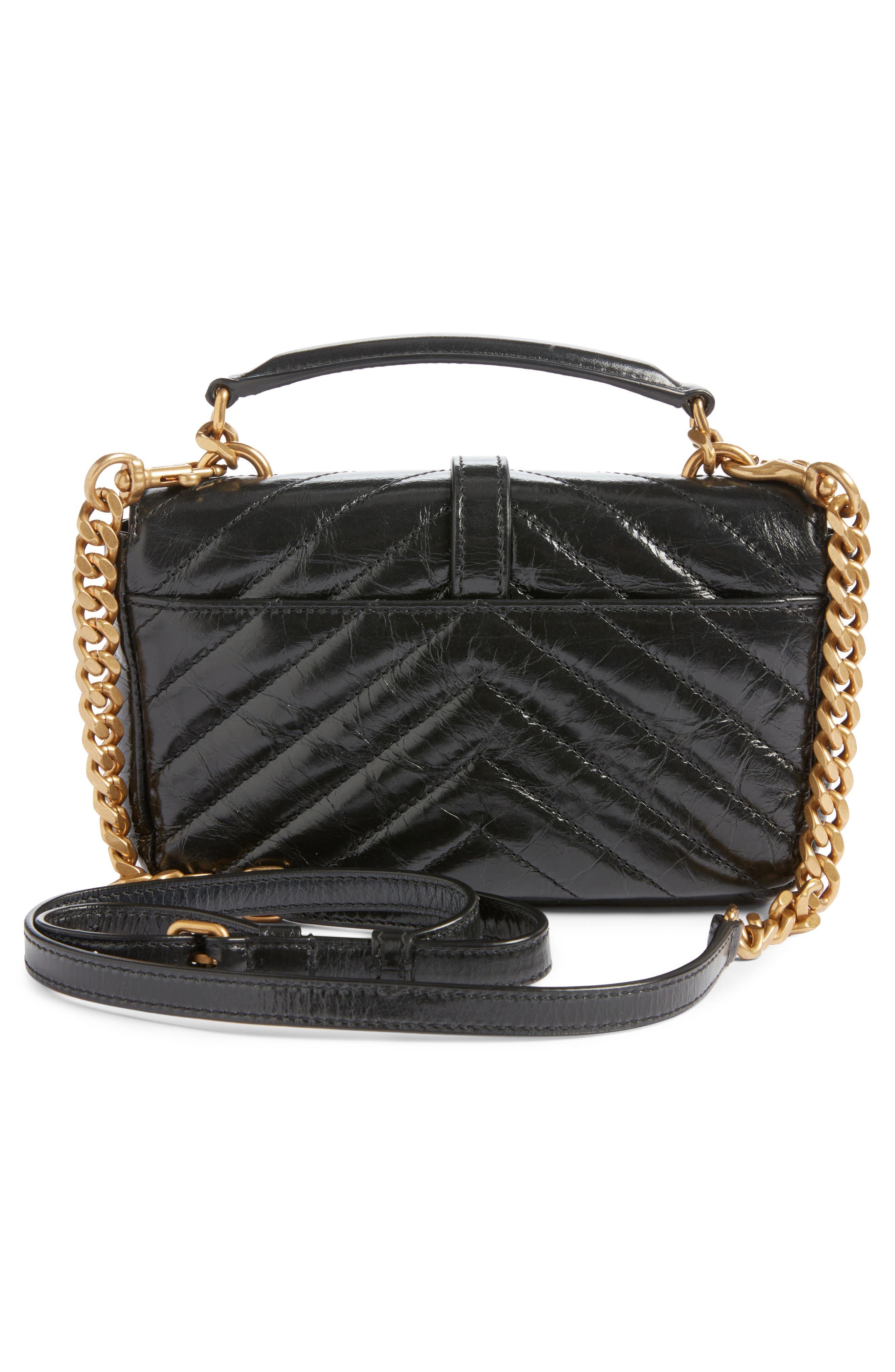 Saint Laurent Mini College Matelassé Leather Crossbody Bag, Alternate, color, 