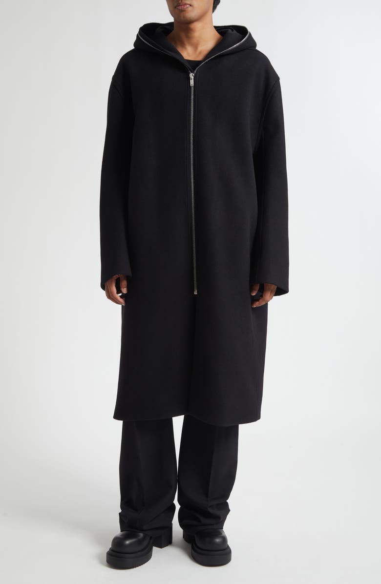 Rick Owens Gimp Hooded Macintosh, Alternate, color, Black