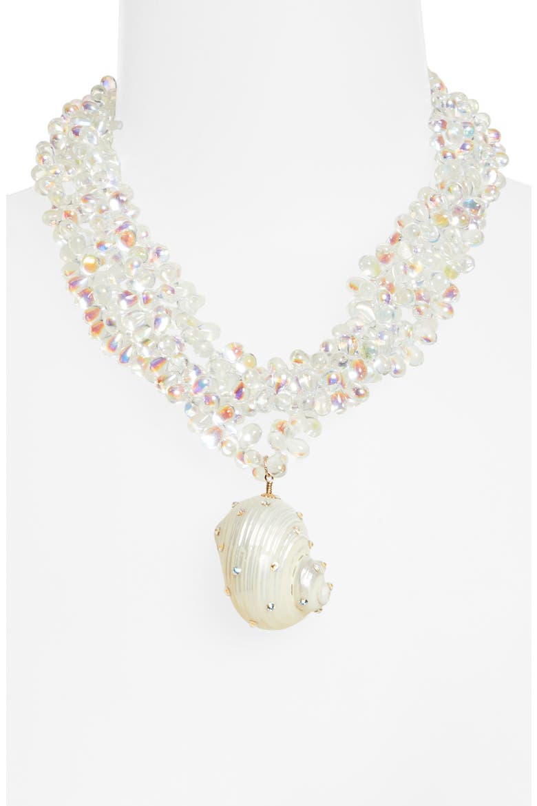 Swhirlpool Beaded Layered Pendant Necklace, Alternate, color, CRYSTAL