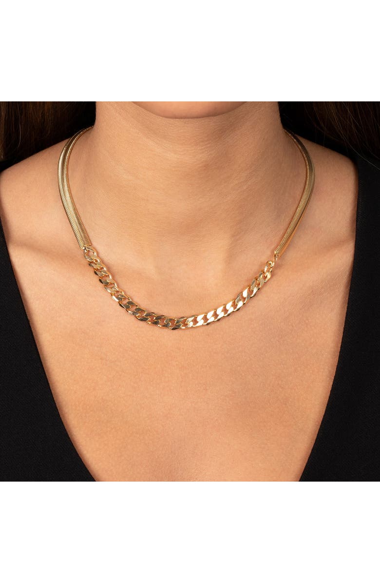 BY ADINA EDEN Chunky Vintage Snake X Cuban Chain Necklace, Alternate, color,