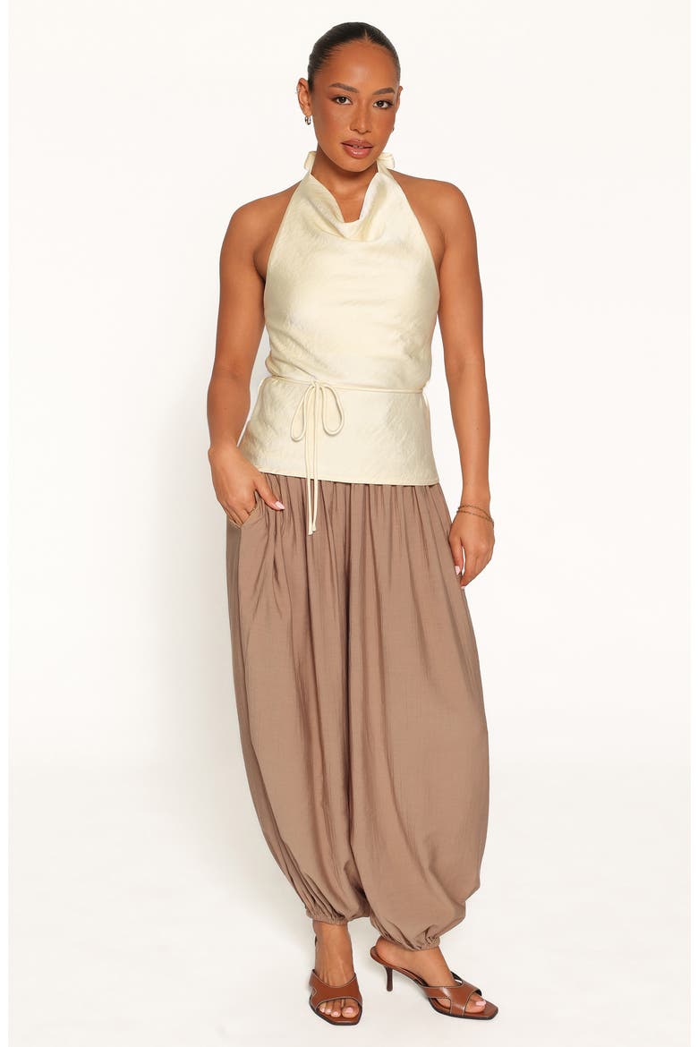 Brenn Cowl Neck Halter Top, Alternate, color, BUTTER YELLOW