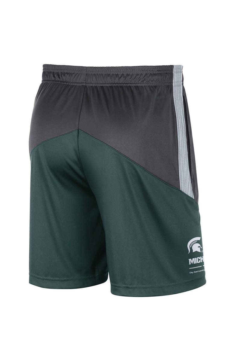 Nike Men's Nike Charcoal/Green Michigan State Spartans Team Performance Knit Shorts, Alternate, color, Charcoal