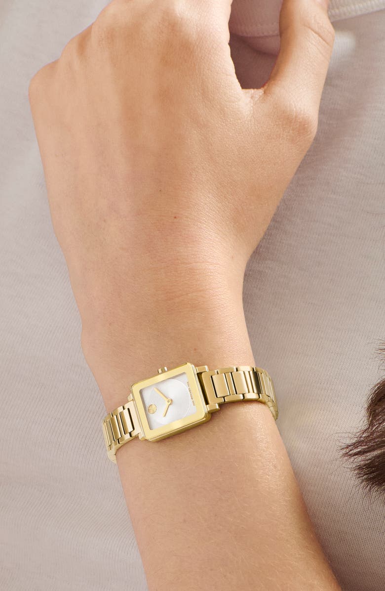 Movado Mini Bold Evolution 2.0 Tank Bracelet Watch, 20mm x 23mm, Alternate, color, Silver