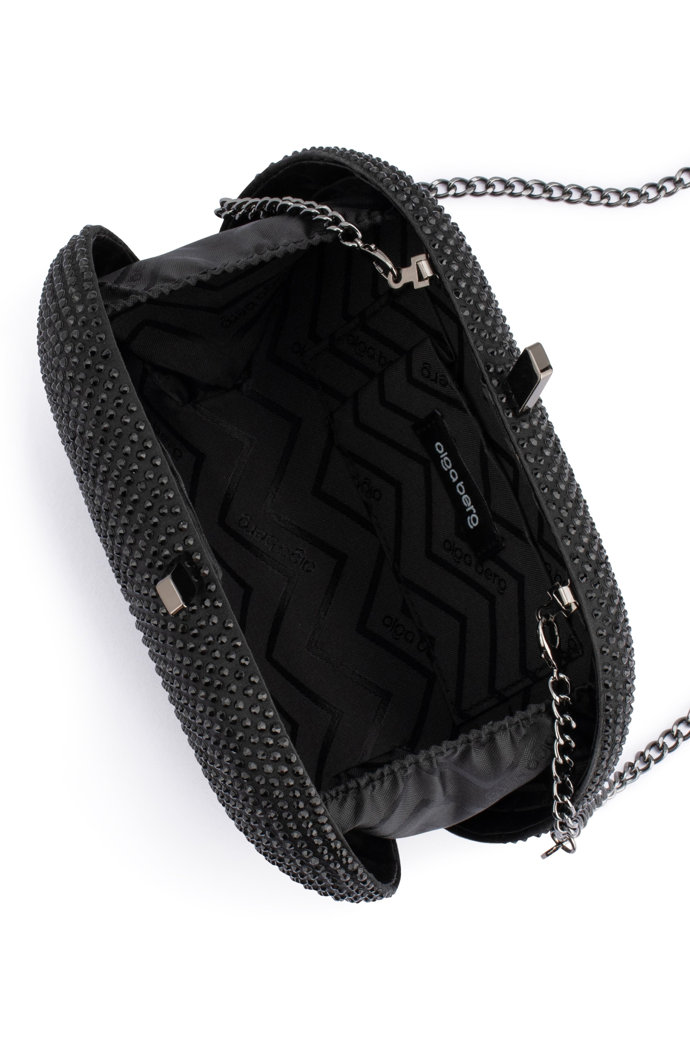 Olga Berg Melanie Hotfix Clutch, Alternate, color, Black