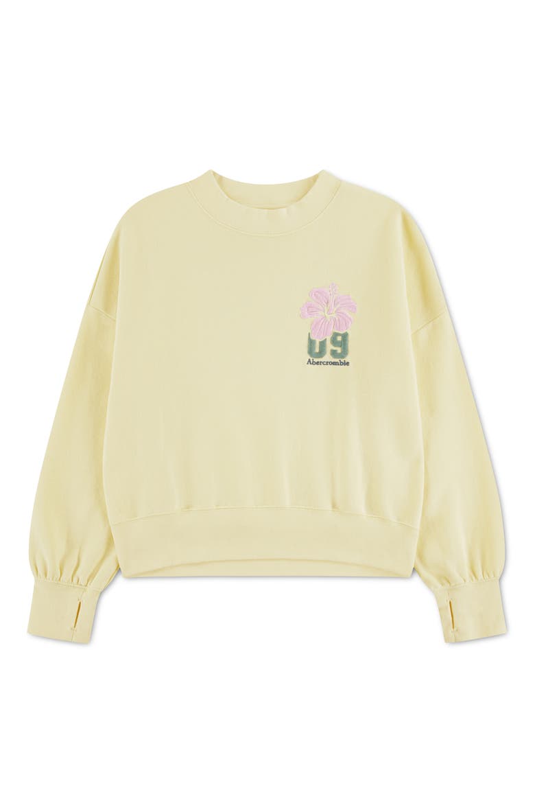 Kids' Embroidered Cotton Blend Fleece Graphic Sweatshirt, Main, color, ANISE FLOWER