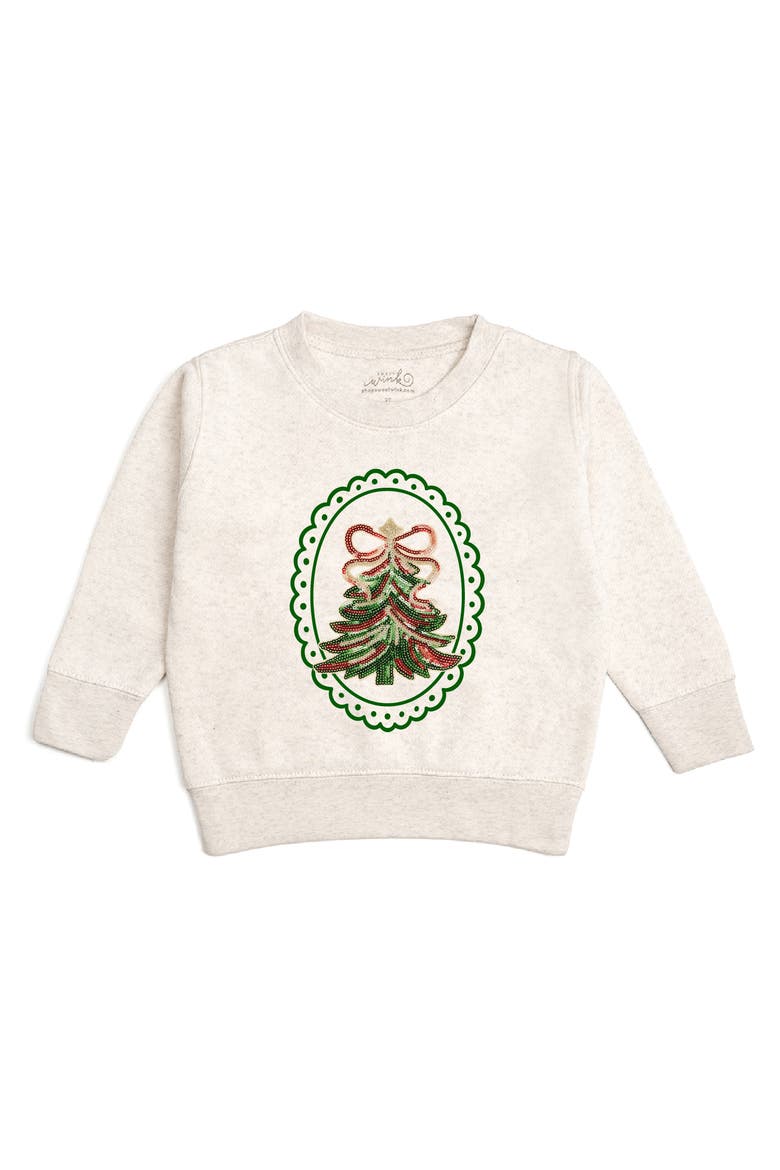 Sequin Christmas Tree Patch Sweatshirt, Main, color, Natural Heather