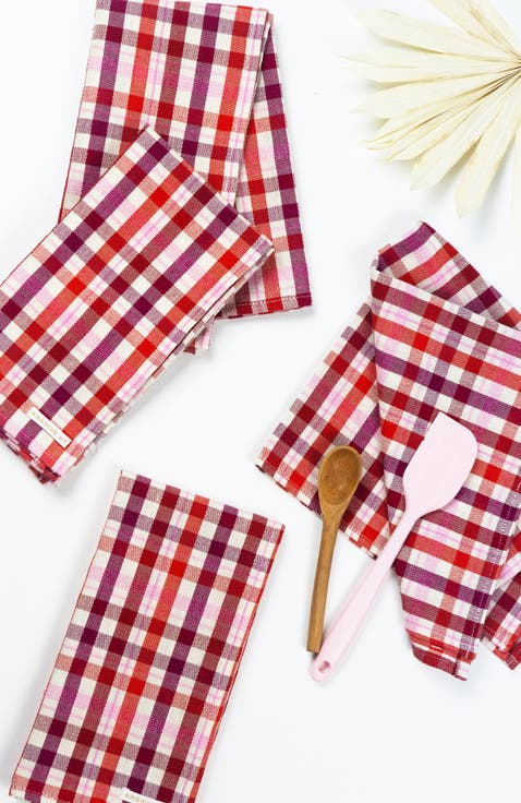 Noel Red Plaid Cotton Napkins, Set of 4