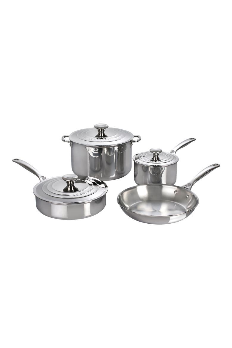 7-Piece Stainless Steel Cookware Set, Main, color, STAINLESS STEEL