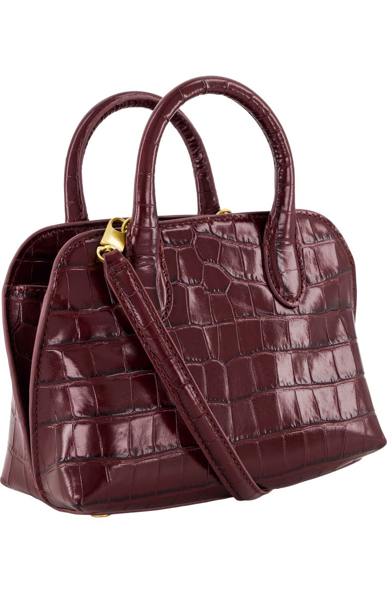 Vince Mini Delphine Croc Embossed Leather Top Handle Bag, Alternate, color, Bordeaux