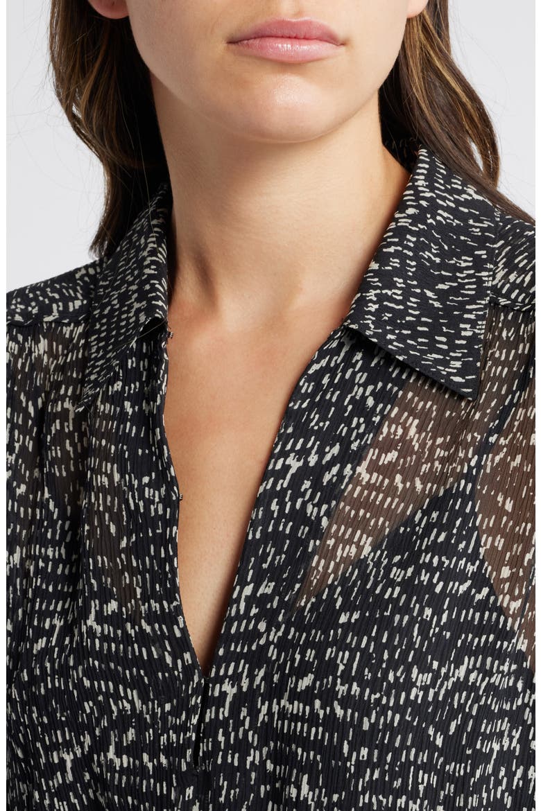 Emmy Long Sleeve Silk Blend Dress, Alternate, color, BLKMULT