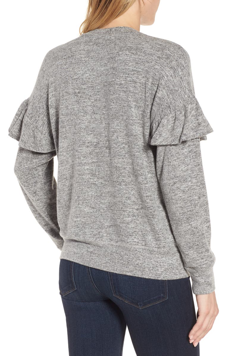 Bobeau Ruffle Sleeve Sweatshirt, Alternate, color, 