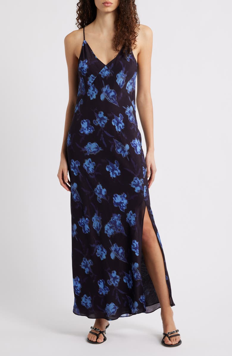 rag & bone Larissa Floral Print Sleeveless Maxi Dress, Main, color, Black Floral