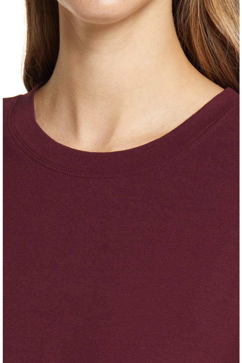 Dolman Long Sleeve Stretch Cotton Midi Dress, Alternate, color, BURGUNDY STEM