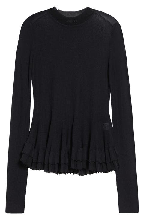 Meritt Ruffle Hem Mock Neck Sweater