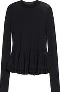 ASHLYN Meritt Ruffle Hem Mock Neck Sweater