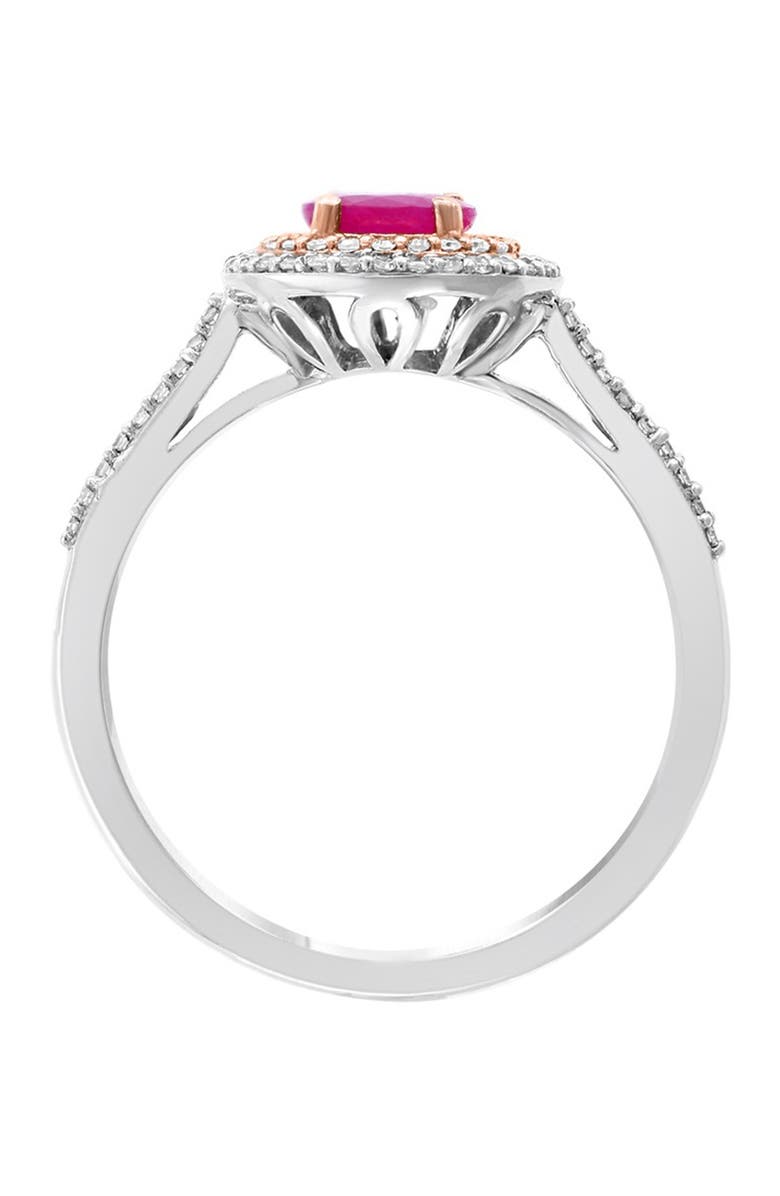 EFFY 14K White & Rose Gold Diamond & Natural Ruby Ring - 0.21 ctw - Size 7, Main, color,