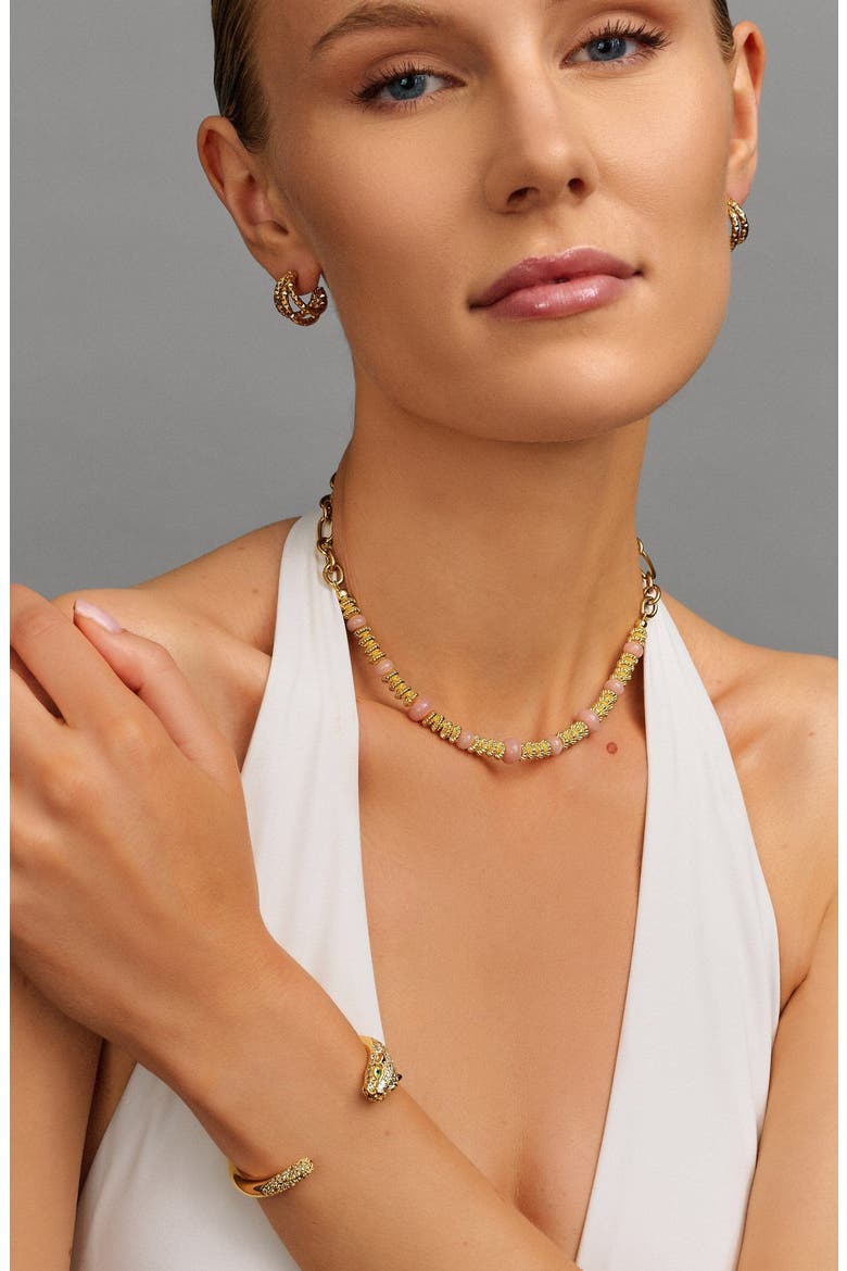 Rose Quartz Chain Choker, Alternate, color, Gold / Light Pink
