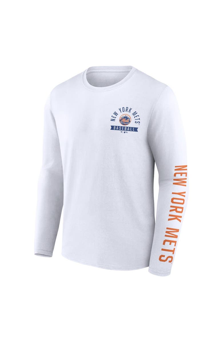 FANATICS Men's Fanatics Branded White New York Mets Pressbox Long Sleeve T-Shirt, Alternate, color, White