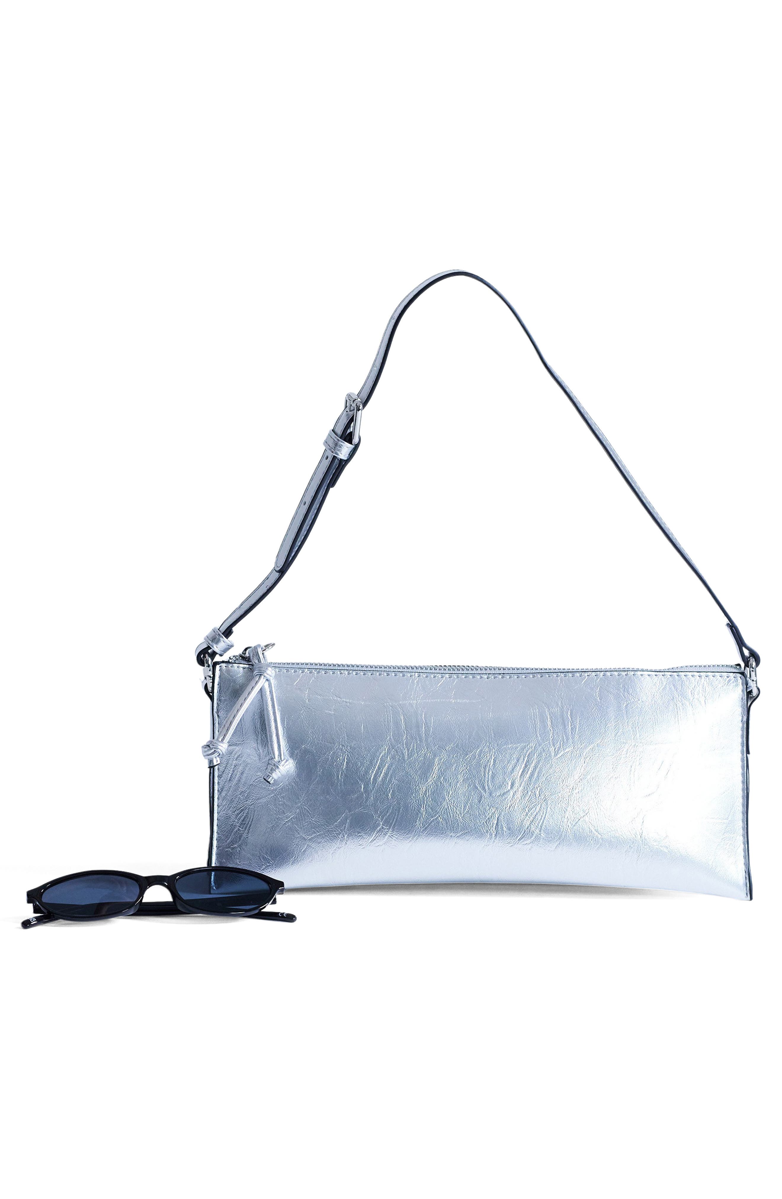 Topshop Simone Metallic Shoulder Bag, Alternate, color, 