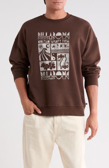 Billabong Delaney Best Day Graphic Oversized Sweatshirt In Espresso
