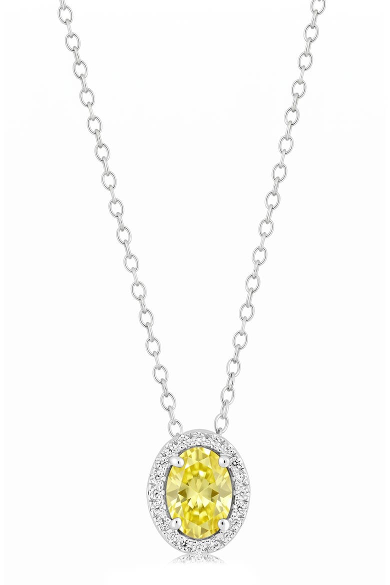 Oval Birthstone Halo Pendant Necklace, Main, color, PERIDOT