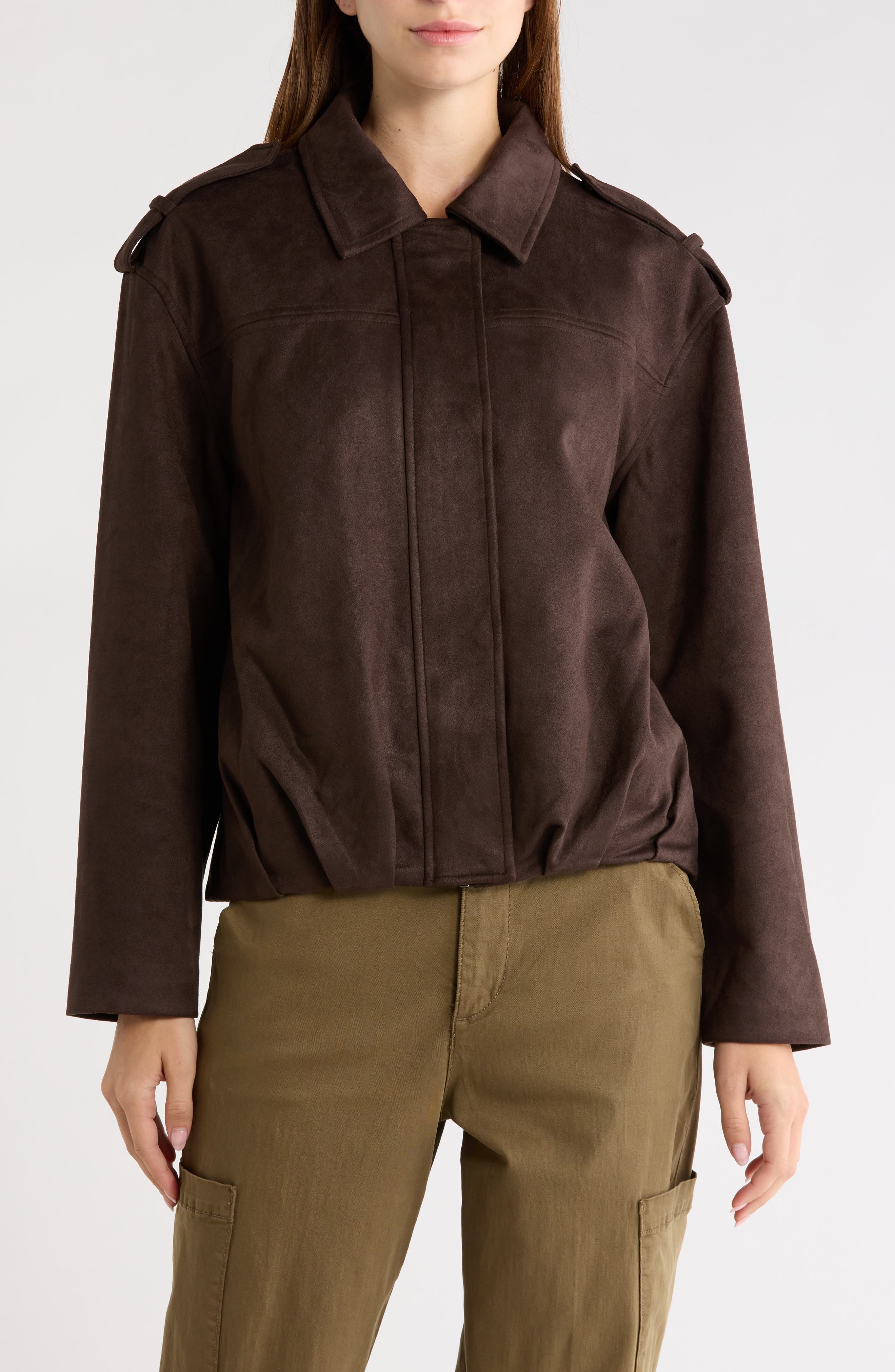 Faux Suede Cropped Jacket