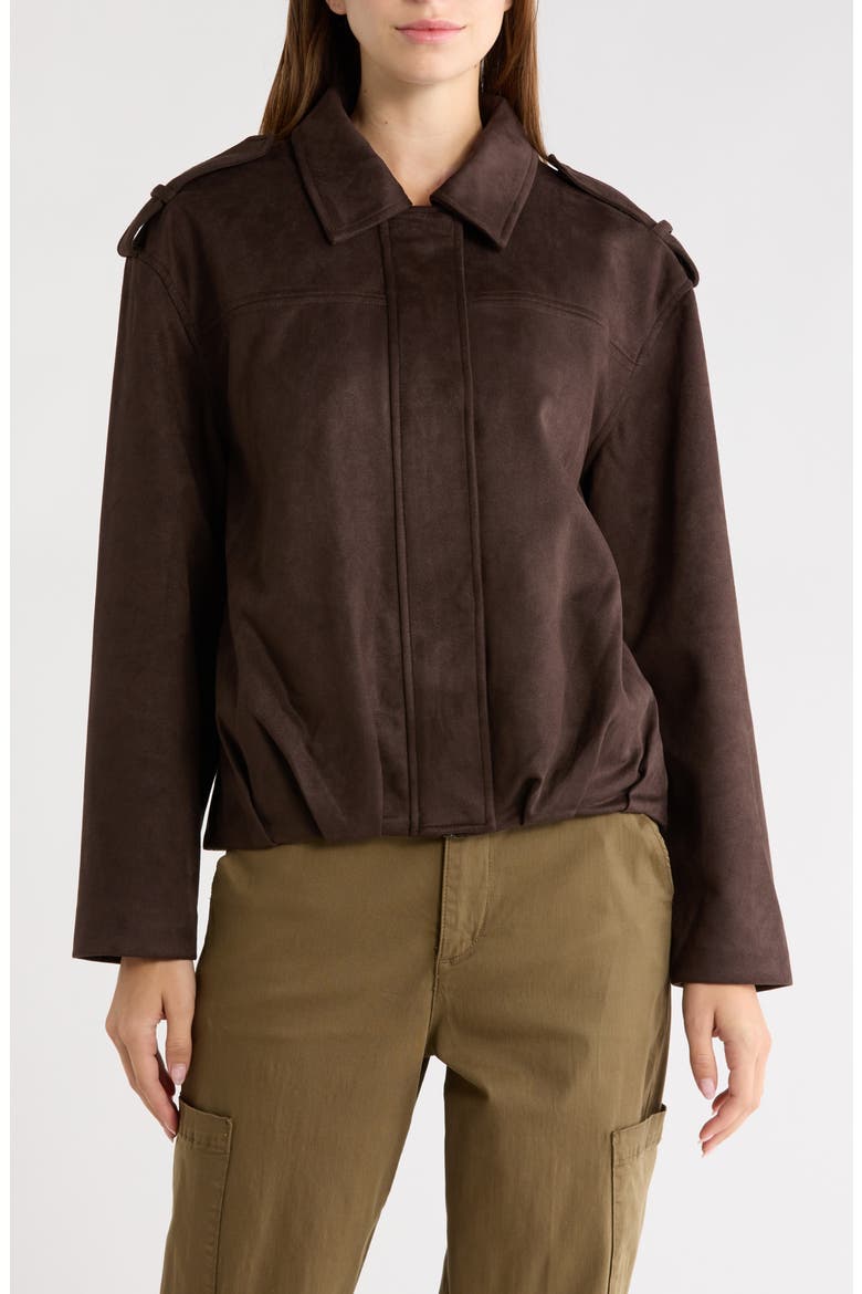 Faux Suede Cropped Jacket, Main, color, ESPRESSO