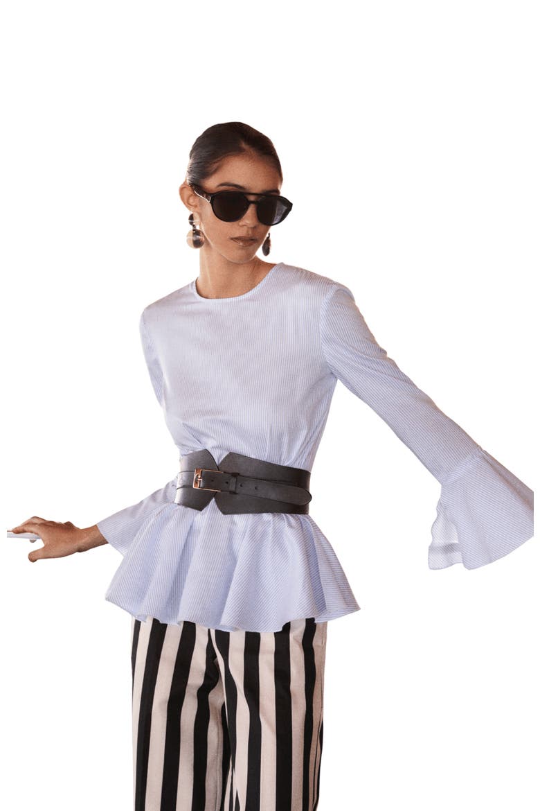 Pia Stripe Shirt, Alternate, color, Blue Stripes