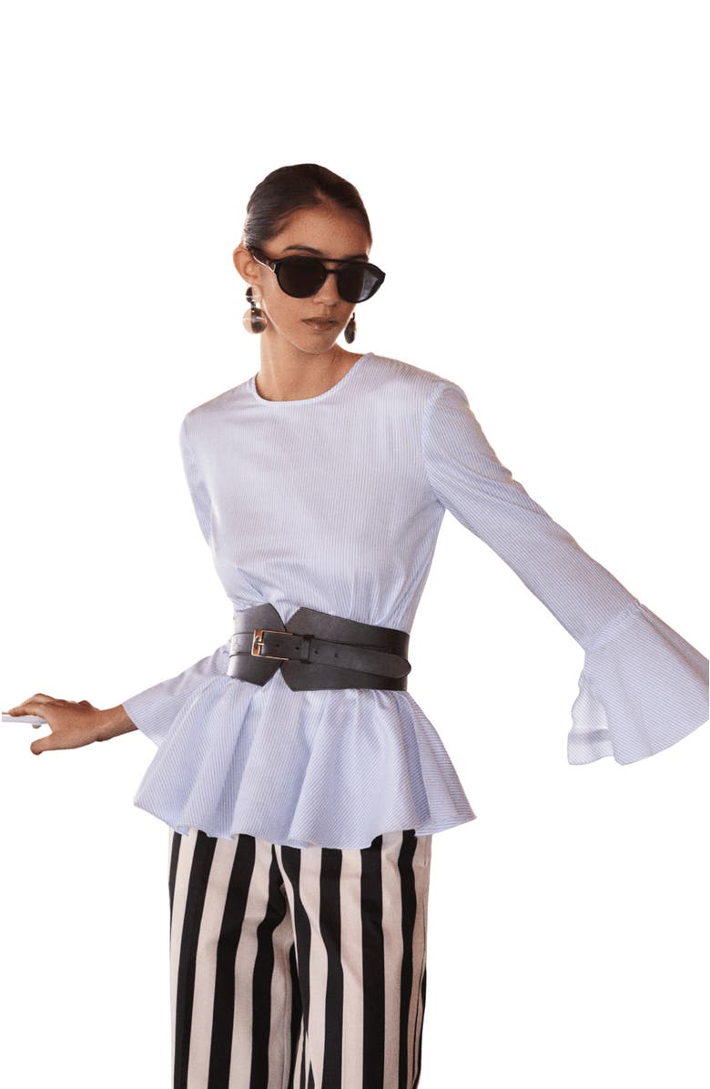 The IQ Collection Pia Stripe Shirt, Alternate, color, Blue Stripes