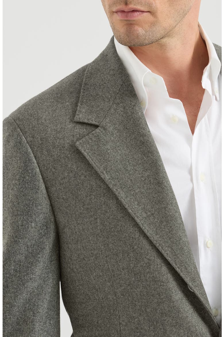 Virgin wool flannel Cavallo Tailor blazer with metal buttons, Alternate, color, Military