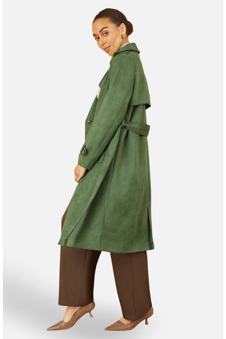 Faux Suede Trench Coat, Alternate, color, Green