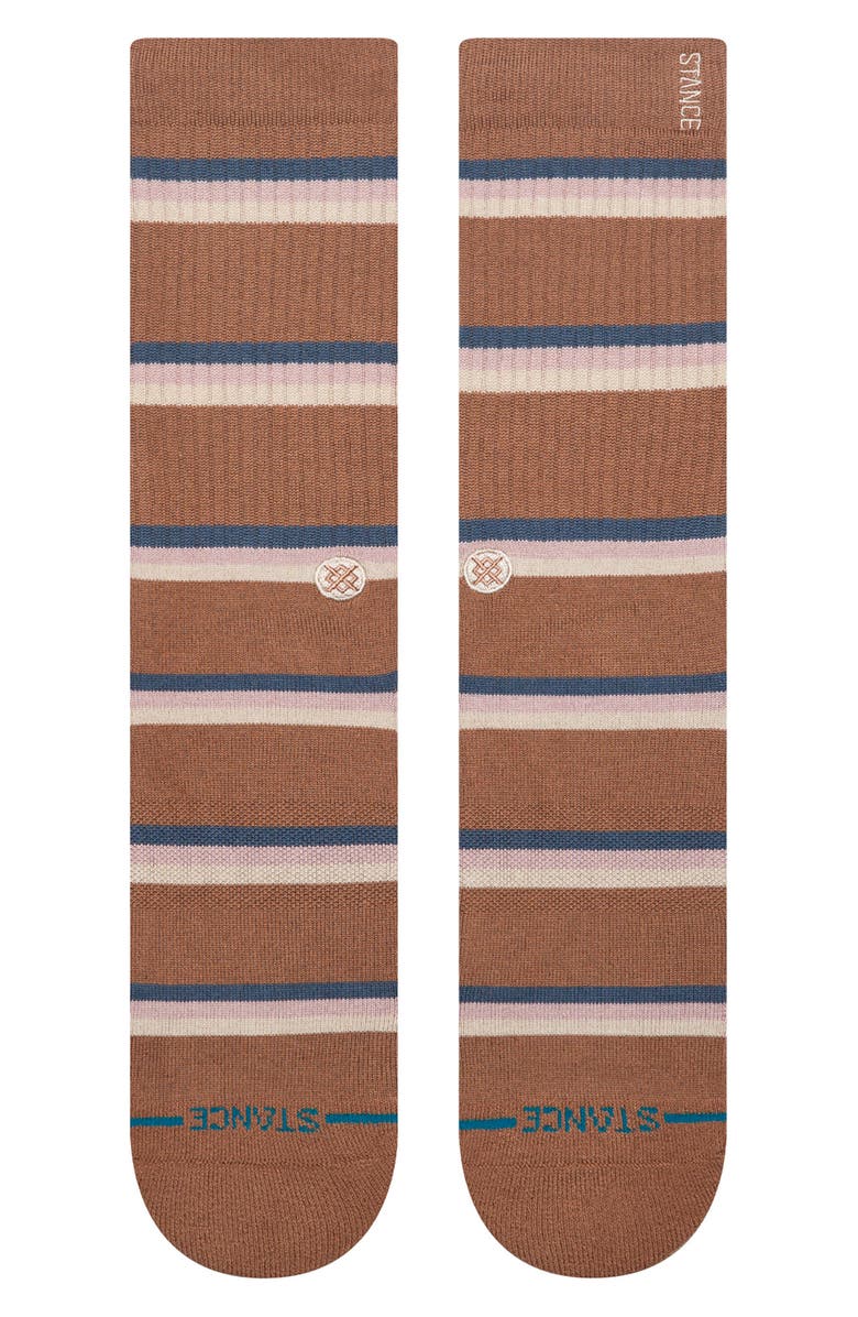 Stance Strata Stripe Crew Socks, Alternate, color, Brown
