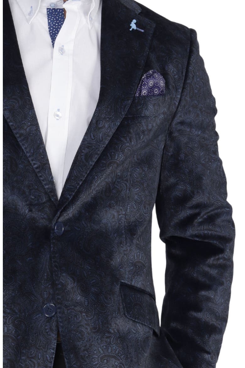 Tonal Paisley Velvet Sportcoat, Alternate, color, NAVY