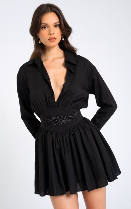 Jamilia Locyell Mini Shirt Dress with Waist Detail