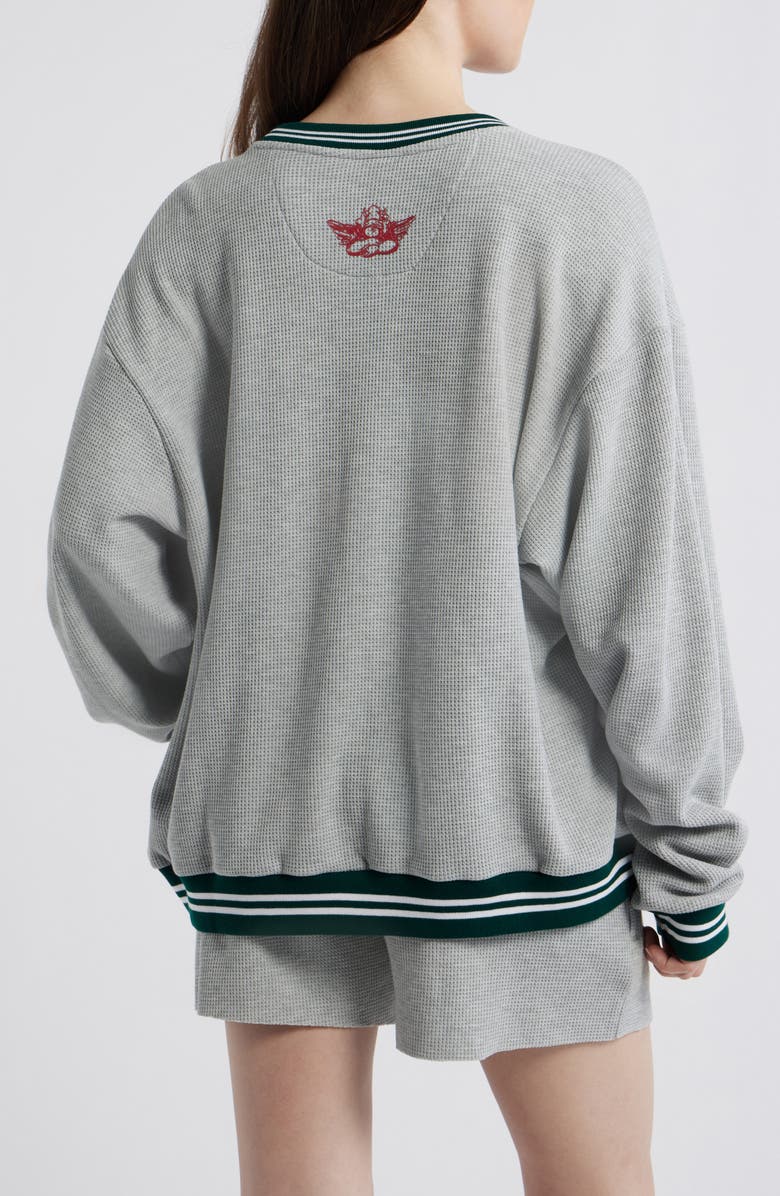 BOYS LIE Girls Rule Boys Drool Waffle Knit Sweatshirt, Alternate, color, Heather Grey