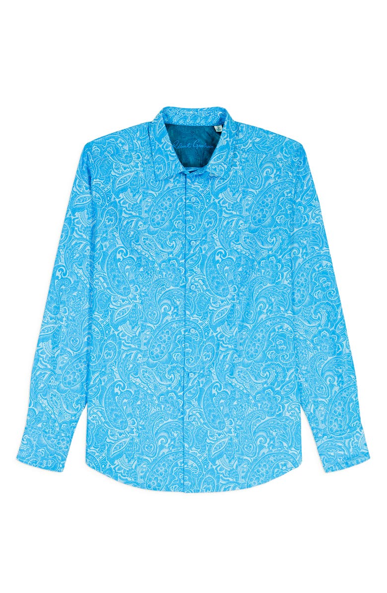 Robert Graham Hudson Floral Print Button-Up Shirt, Alternate, color, Blue