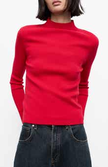 MANGO Fitted Mock Neck Sweater