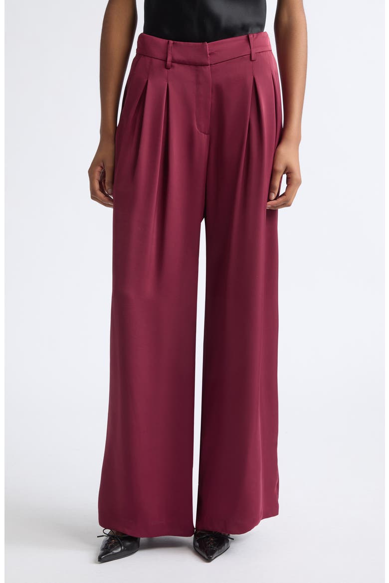 Oscar Pleated Pants, Main, color, CRANBERRY
