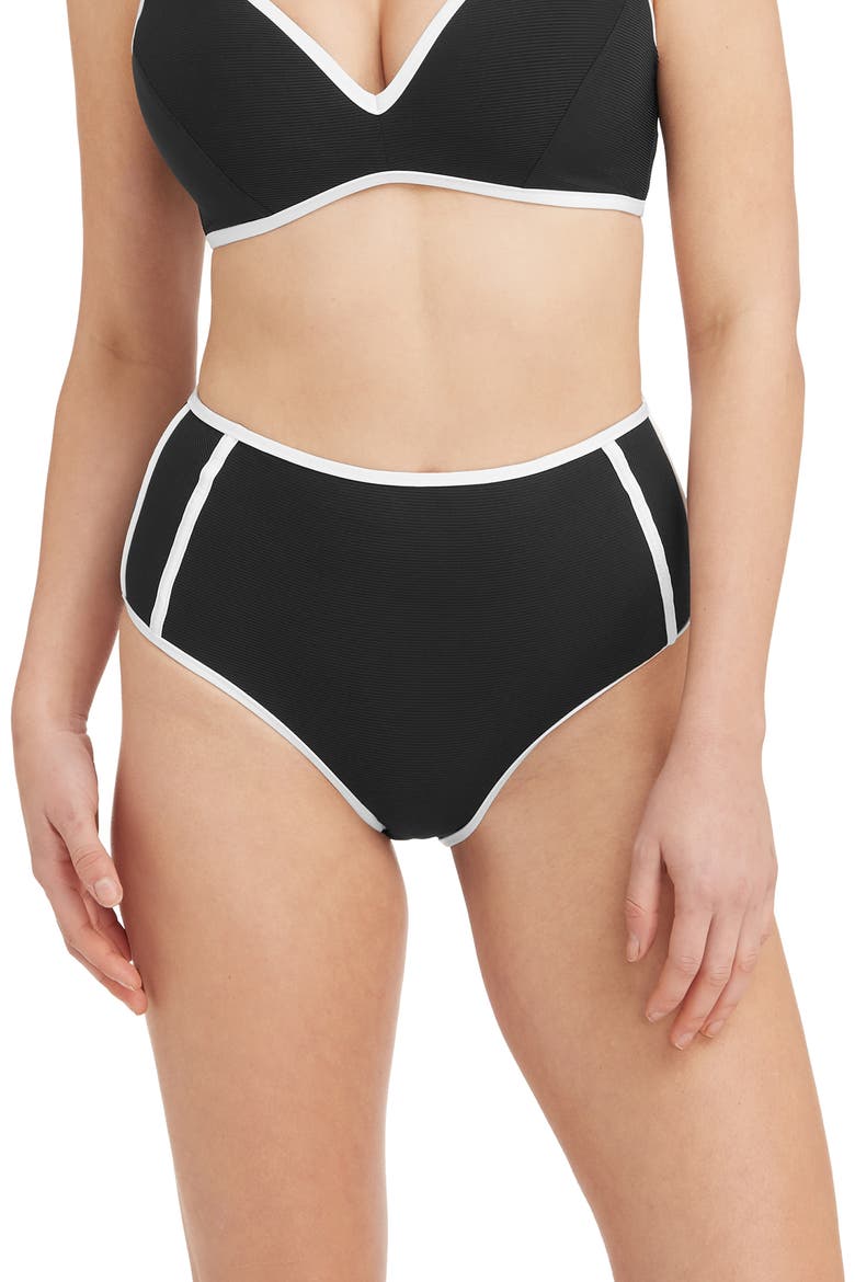 High Waist Swim Bottoms, Main, color, BLACK