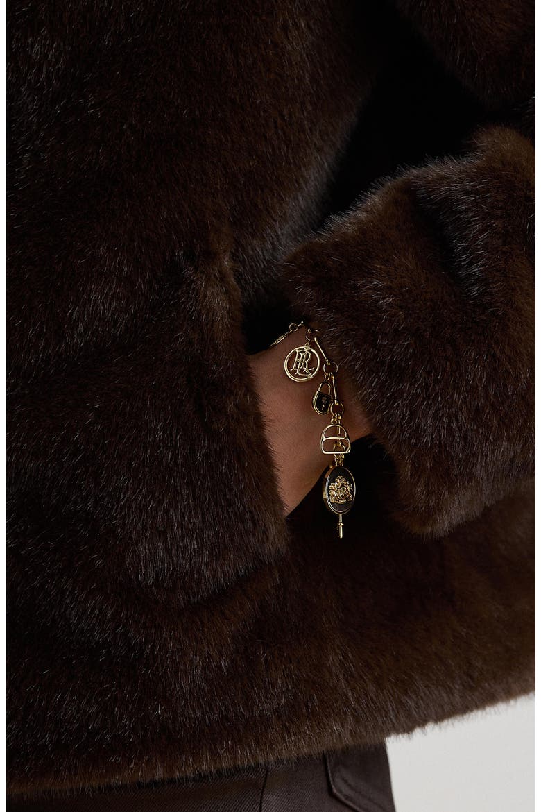 Faux Fur Jacket, Alternate, color, CIRCUIT BROWN