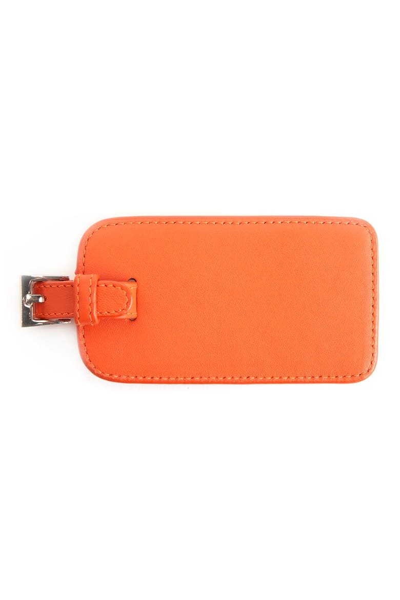 Leather Luggage Tag, Alternate, color, ORANGE